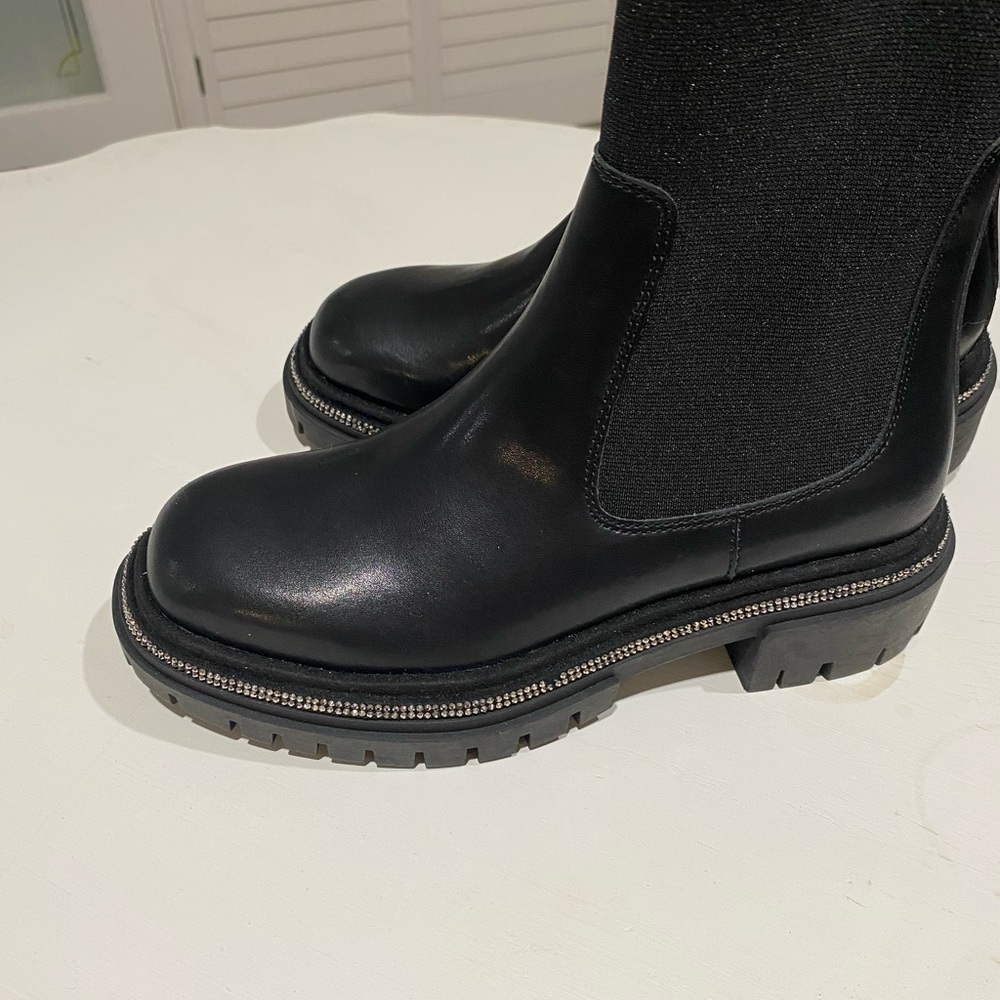 Steve Madden Black Combat Moto Boots with Chunky Sole